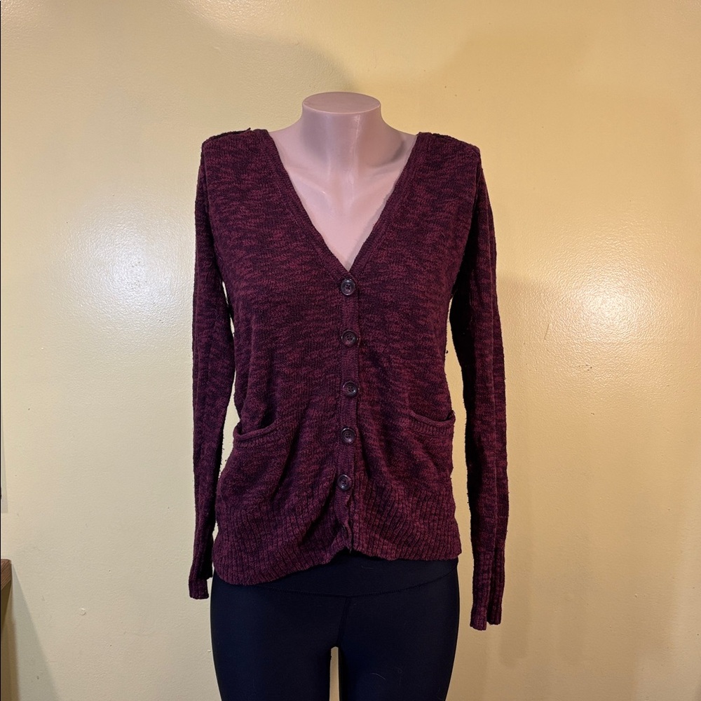 Women's Burgundy Cardigan Sweater